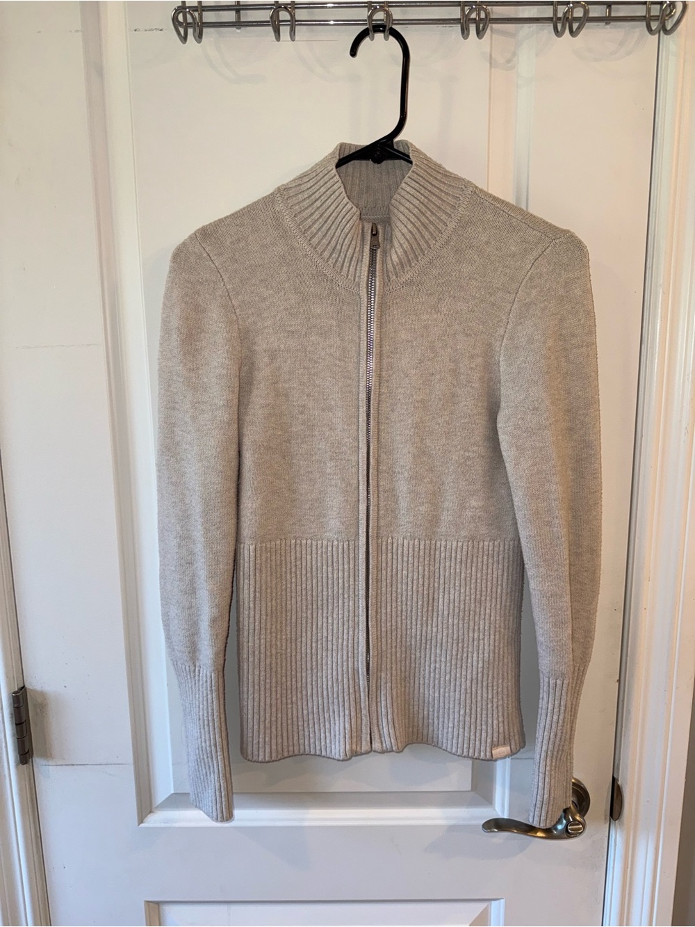 Gilly Hicks Sweater Knit Full-Zip Ribbed Hem, size M